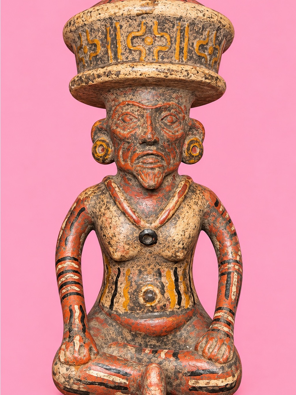 Ancient Terracota Hand Painted Male Clay Pottery